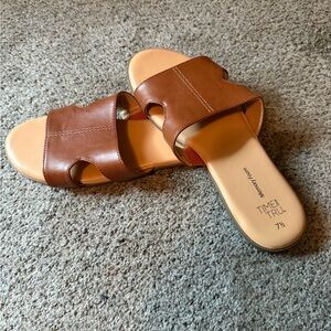 Time and Tru Tan Slide Sandals for Women